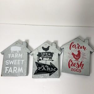 Collectible Farmhouse Three Shabby Chic Wall Art